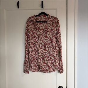 Sezane Red and Pink Floral Blouse